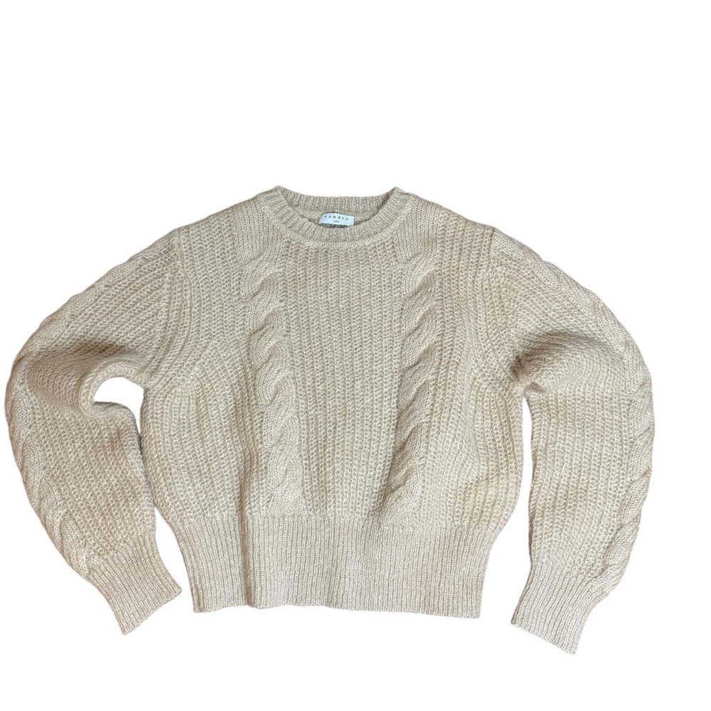 NWT Sandro| Women’s Cropped Sweater with embroidered collar mohair wool sz 2 usa - Picture 6 of 14